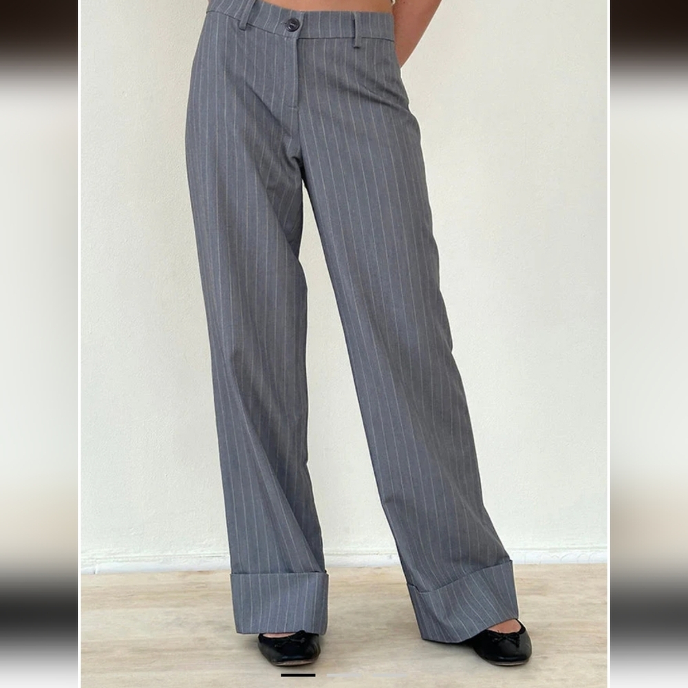 Motel  Low Rise Gray Pinstripe Abba Trousers